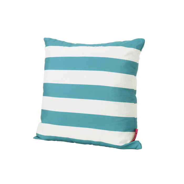 Coronado Stripe Square Pillow - Teal Blue / White
