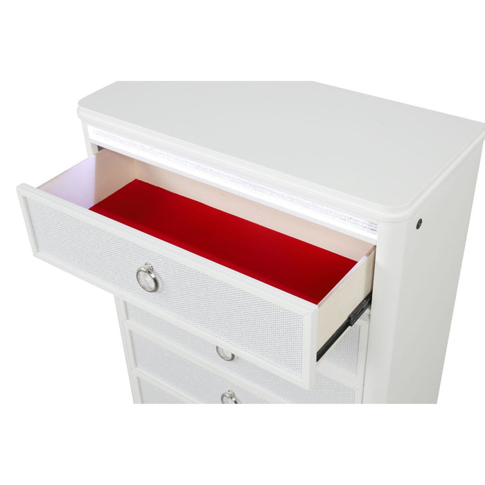 Abigale - 5 Drawer Chest With LED Lighting - White Matrix Furniture Group