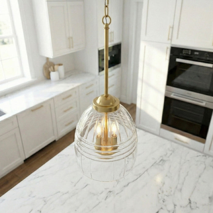 Ember - 3 Candle Lights Chain Pendant - Clear / Gold Ashcroft Furniture