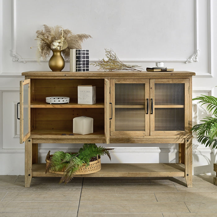 Rectangle Accent Sideboard Cabinet With Storage Shelf, Cabinet For Kitchen - Natural Wood Home Essentials