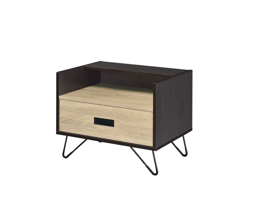 Melkree - Accent Table With Display & Utility Function - Oak / Black