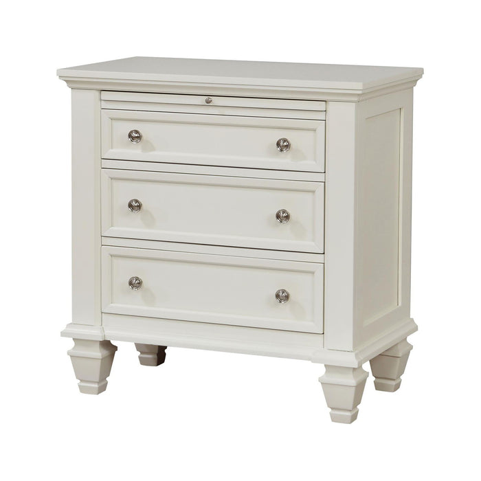 Cottage 3 Drawer Nightstand With Pull Out Tray - Cream White Furniture Max