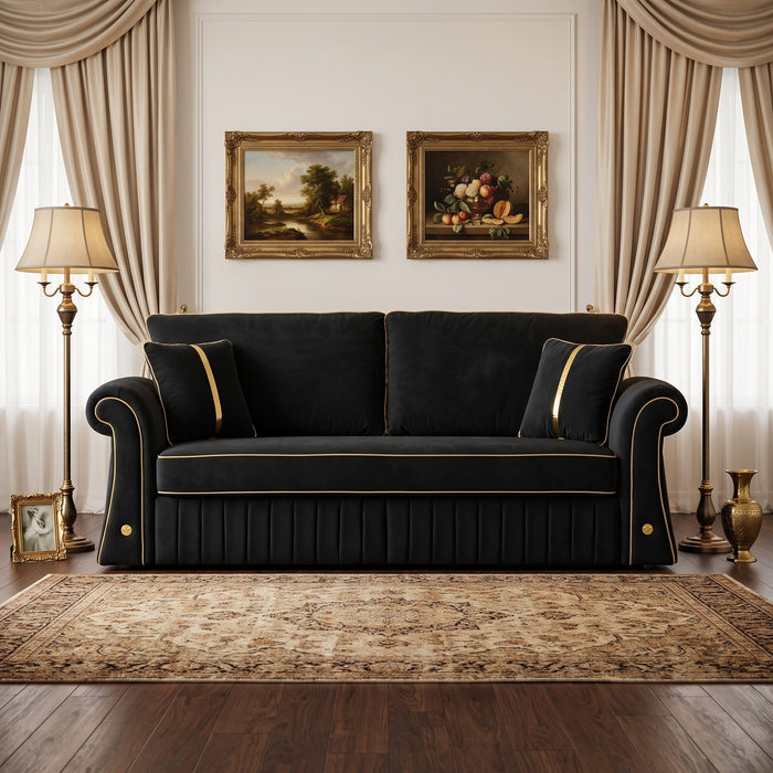 Sofa With Rolled Arms, 3 Seater Couch, Living Room Accent Home Essentials