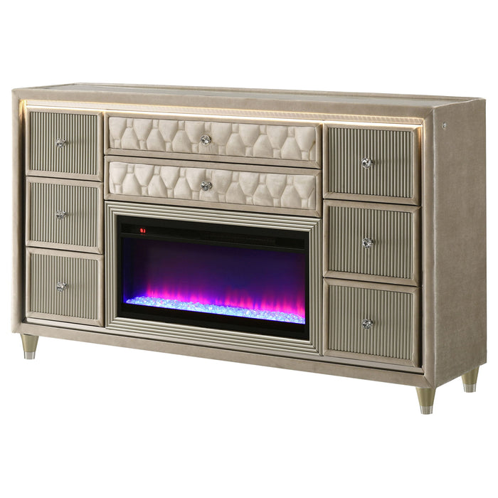 Mika - 8 Drawer LED Fireplace Dresser Furniture Max