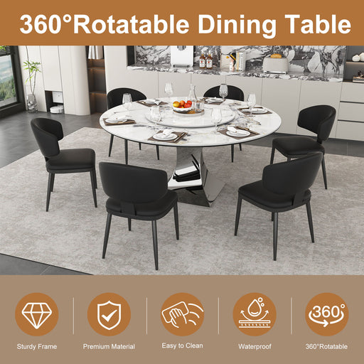 Round Dining Table & 6 Chairs Set - Silver Home Essentials