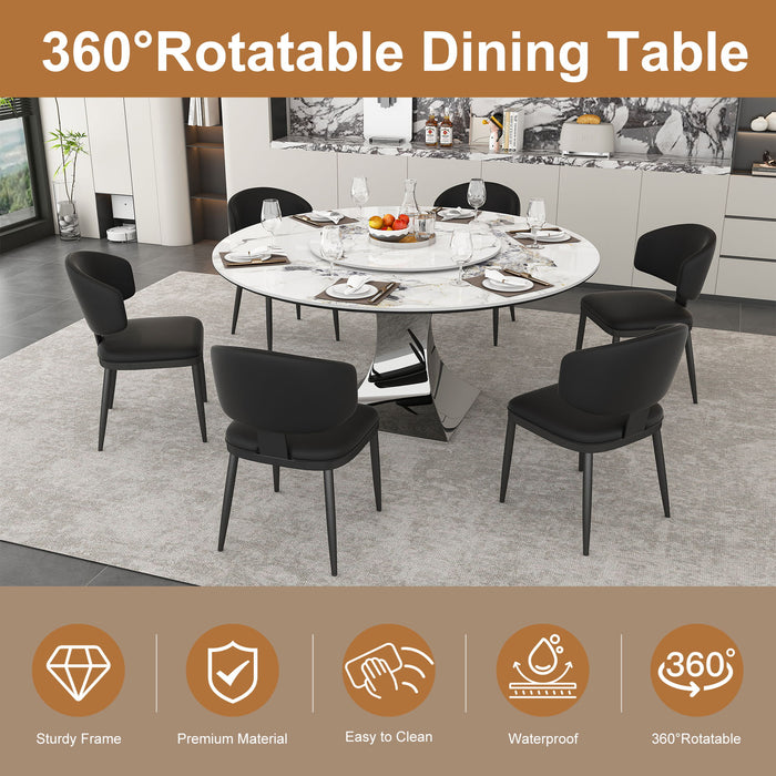 Round Dining Table & 6 Chairs Set - Silver Home Essentials