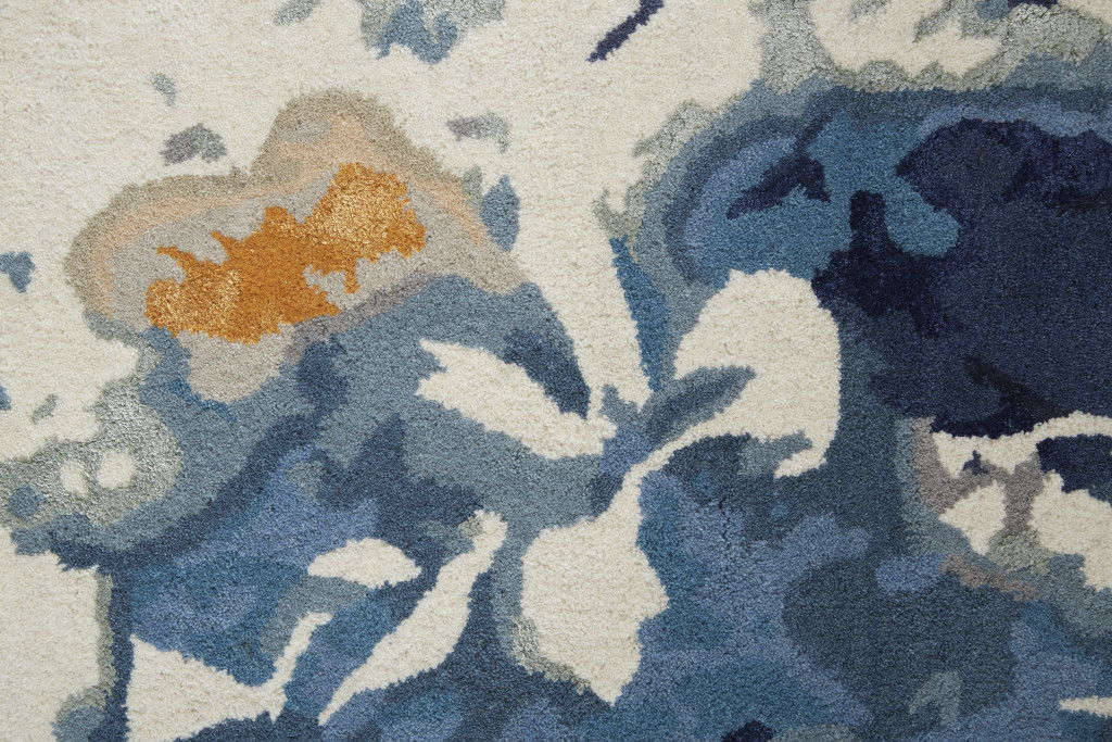 8' x 10' Wool Floral Hand Tufted Area Rug - Blue