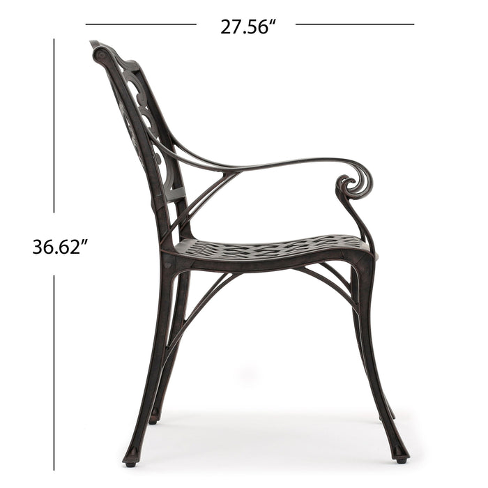 Patio Cast Aluminum Outdoor Dining Chairs (Set of 2) - Bronze