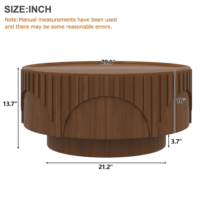 Round Fluted Drum Coffee Table With Sturdy Base For Living Room Hearth and Haven