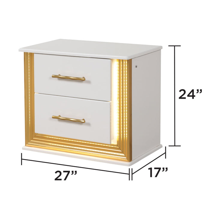 Obsession - 2 Drawer LED Nightstand - White Matrix Furniture Group