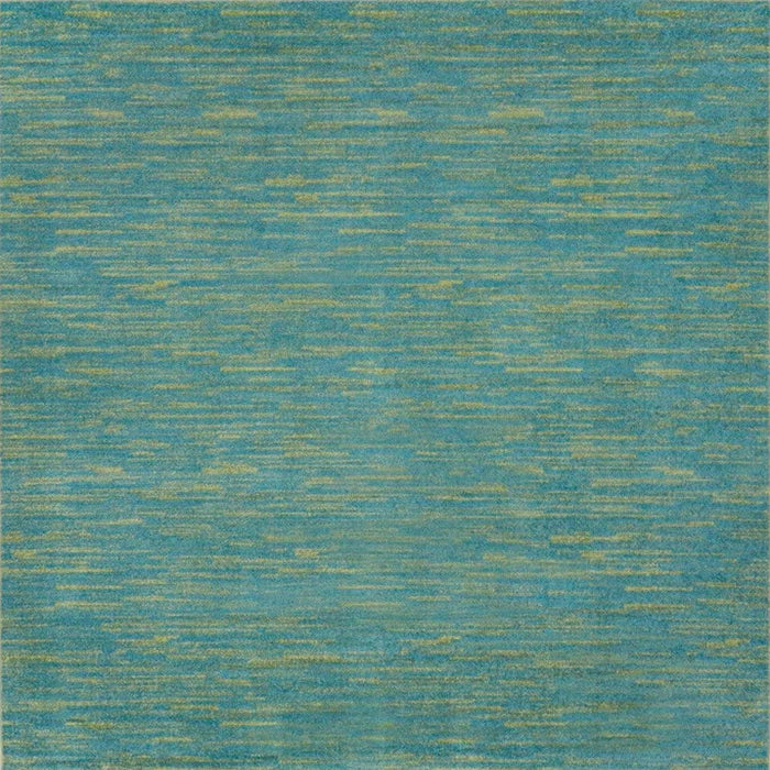 5' X 5' Square Striped Non Skid Indoor / Outdoor Area Rug - Blue / Green