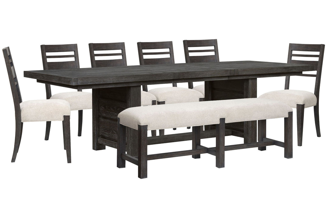 Plum Creek - 8 Piece Extendable Trestle Dining Table Set Magnussen Furniture