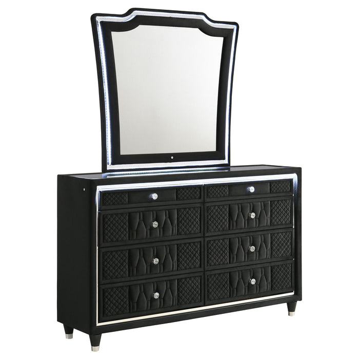 Mika - 8 Drawer LED Dresser With Mirror - Black Furniture Max