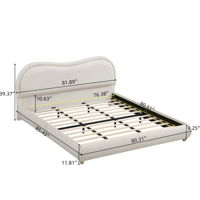 Upholstered Platform Bed Frame With Curved Headboard Home Essentials