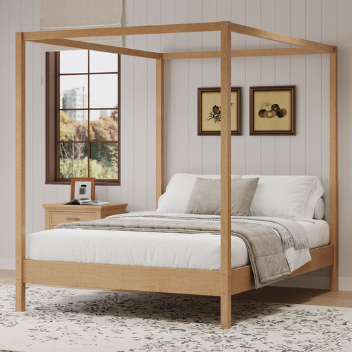 Canopy Bed Frame 4 Poster Platform Bed With Slats Support, No Box Spring Needed Hearth and Haven