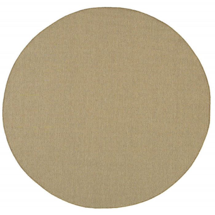 8' X 8' Round Stain Resistant Area Rug Outdoor / Indoor - Beige