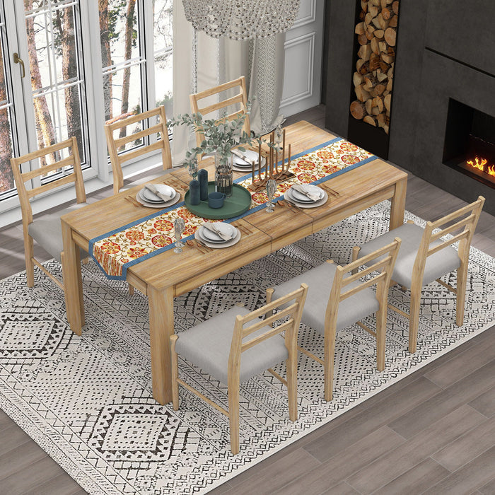 7 Piece Dining Set With Extendable Table, 2 Drawers & 6 Upholstered Chairs Hearth and Haven