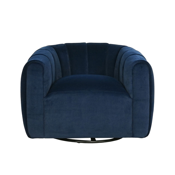 Serenizia - Upholstered Velvet Swivel Chair With Channel Tufted