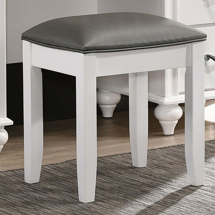 Vanity Stool With Padded Seat - Gray