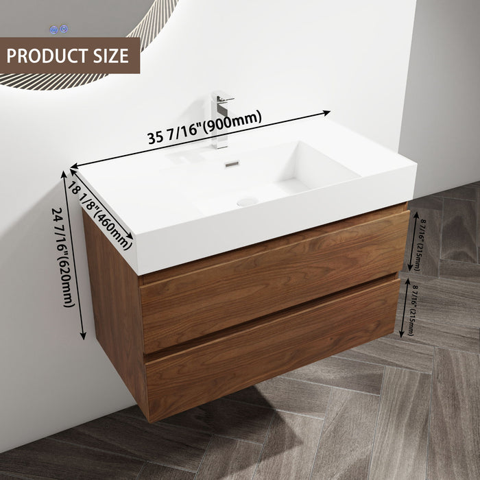 Wall Mounted Bathroom Vanity And Sink, 2 Soft Close Drawers Home Essentials