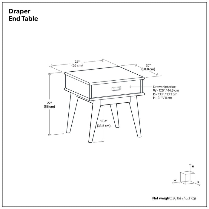Draper - Handcrafted Mid Century End Table Simpli-Home