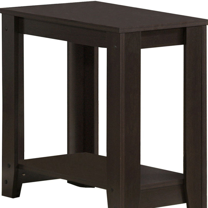 Wood End Table With Shelf - Dark Brown