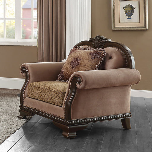 Chateau De Ville - Chair With Pillow (Same Lv01590) - Fabric & Espresso ACME