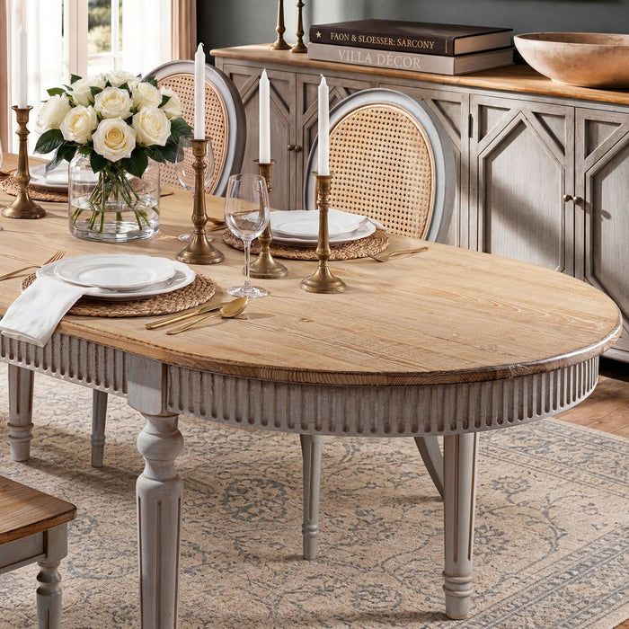 Colette - Oval Dining Table - Blue / Gray Jennifer Taylor Home