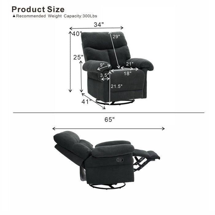 Swivel Rocker Recliner Chair With Manual Recline For Living Room Home Essentials