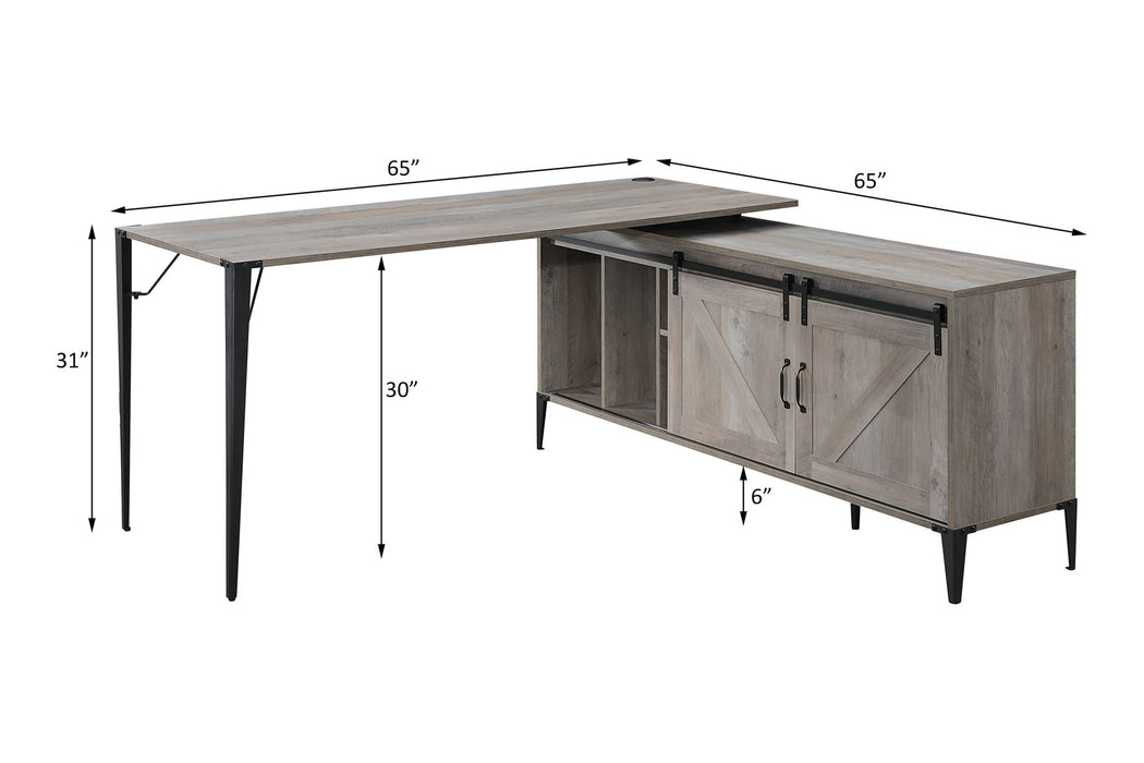 Zakawani - Writing Desk With Cabinet - Gray Acme