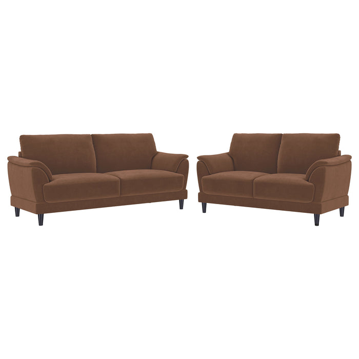 Dania - 2 Piece Upholstered Crescent Arm Sofa Set - Rust