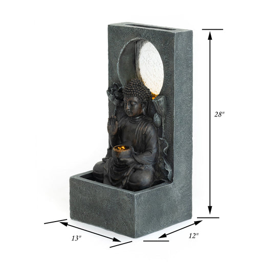 Zen - Outdoor Buddha Waterfall Fountain - Black Patioseek