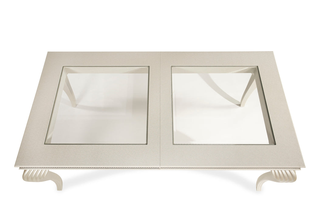 Hollywood Swank - Dining Table With Glass Inserts - Pearl Caviar