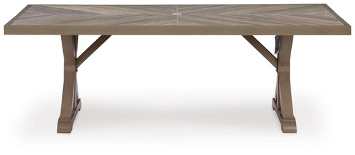 Laguna Heights - Rectangular Dining Table With Umbrella Option - Beige Signature Design by Ashley®