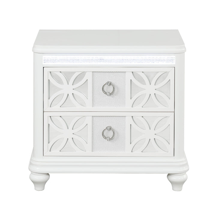 Abigale - 2 Drawer Nightstand With LED - White Matrix Furniture Group