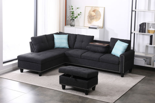 Alger - 98" Wide Left Hand Facing Sofa & Chaise With Ottoman Cynthia's Furniture
