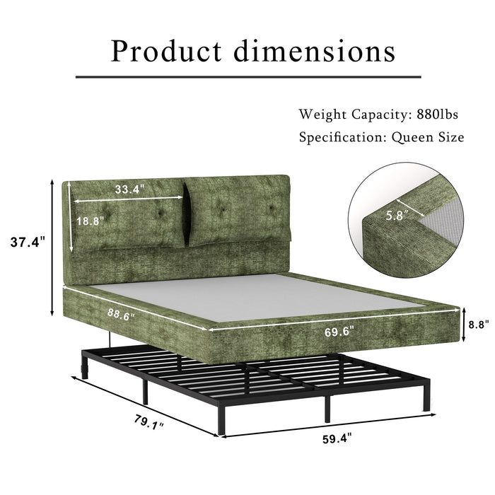 Airframe - Upholstered Bed Frame With Double Layered Upholstered Headboard Home Essentials