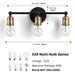 3 Light Wall Sconce, Vanity Light, No Bulbs Included - Black / Gold Daily Nest