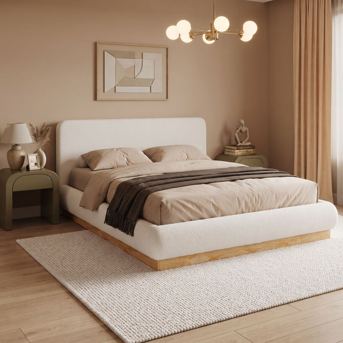 Upholstered Platform Bed Frame, No Box Spring Required Noble House