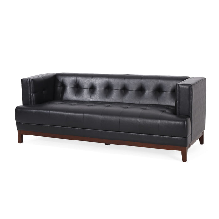 3 Seater Sofa - Black - Faux Leather / PU