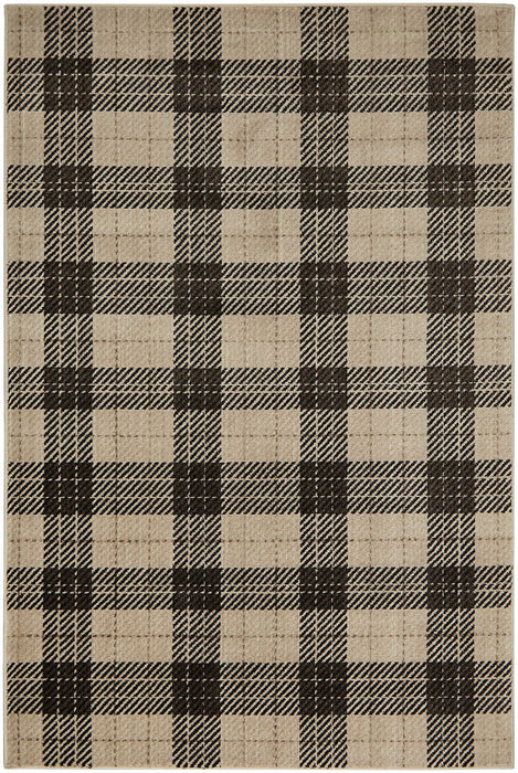 Kendrick - 5' x 7' Plaid Area Rug - Charcoal / Light Brown