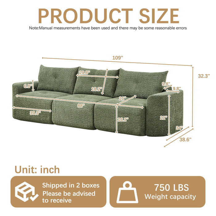 3 Seater With Thickened Armrests Sofa For Living Room Home Essentials