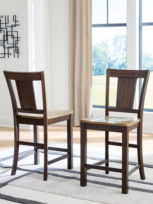 Rylandeen - Barstool (Set of 2) - Light Brown / Dark Brown Signature Design by Ashley®
