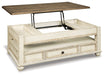 Realyn - Lift Top Cocktail Table - White / Brown Signature Design by Ashley®