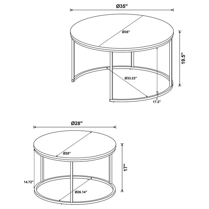 Arrize - 2 Piece Round Nesting Coffee Table Set - Pine Wood Furniture Max