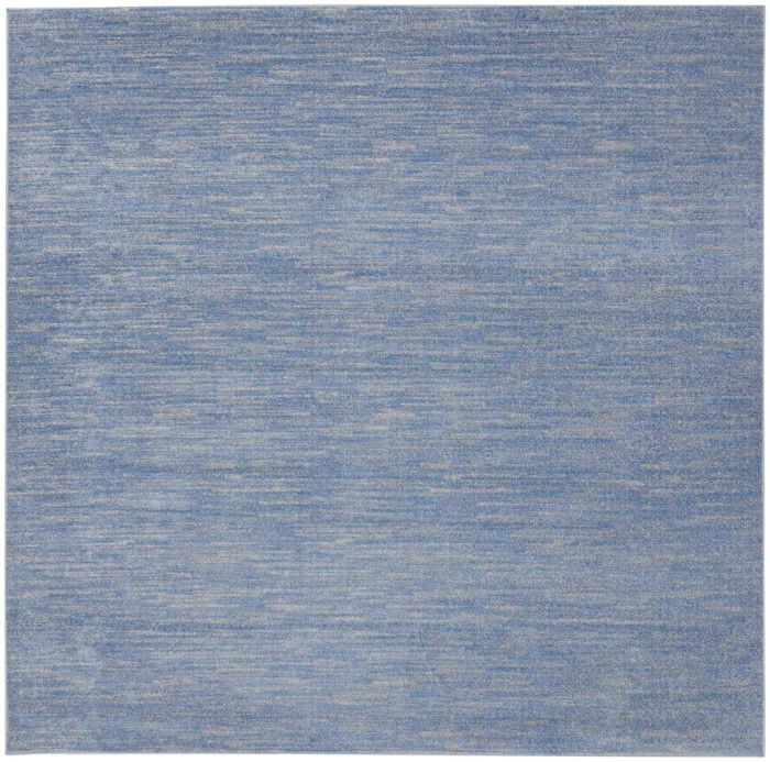 9' X 9' Square Striped Non Skid Indoor / Outdoor Area Rug - Blue / Gray