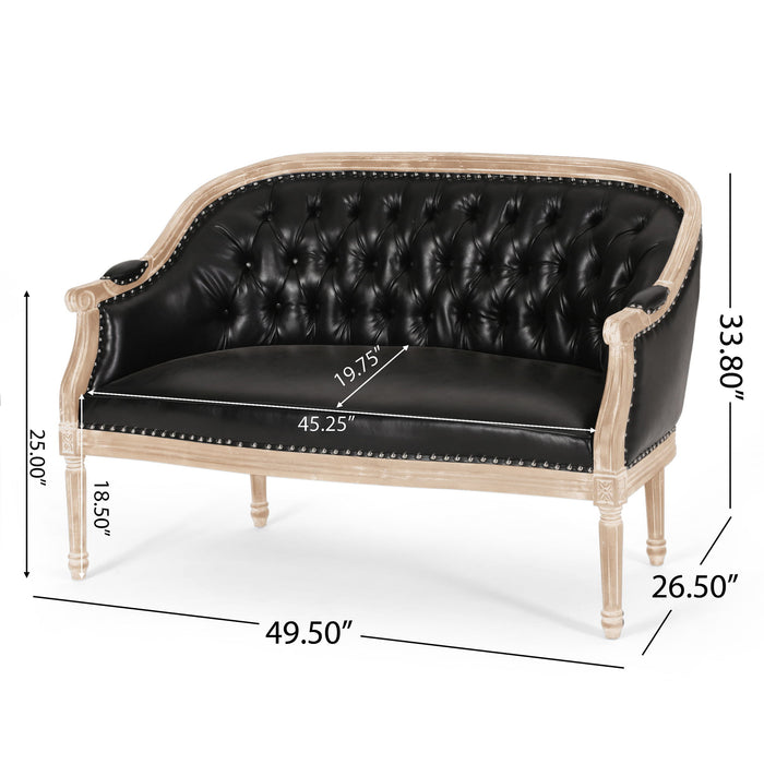 French Country Chesterfield Style Tufted Loveseat