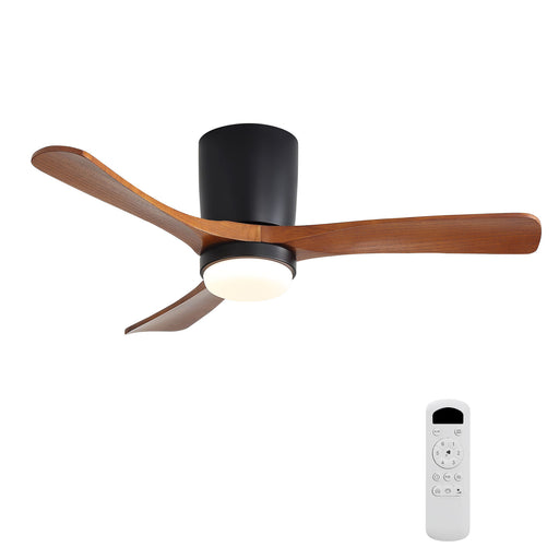 Ceiling Fan With Light, Dimmable 3 Color LED, 1 / 4 / 8H Timer, Silent For Bedroom - Matte Black Daily Nest