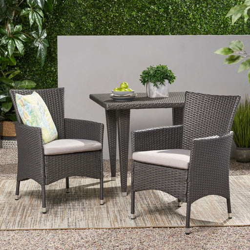 Dimensional Outdoor Dining Chair With Cushion Seat And Iron Frame (Set of 2) Noble House