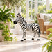Standing Zebra Garden Statue, Animal Sculpture With 2 Ground Stakes For Outdoor Decor - Black White Daily Nest